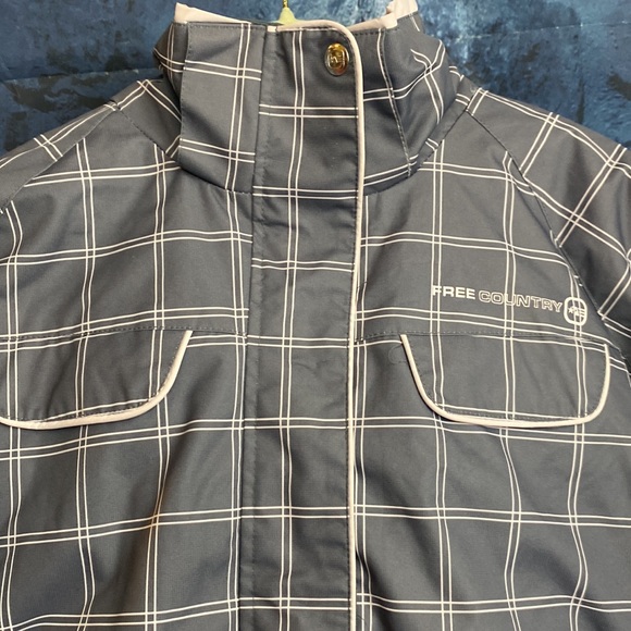 Free Country Winter Full Zip Plaid Checkered Belted Hip Length Jacket/Coat - Picture 16 of 16